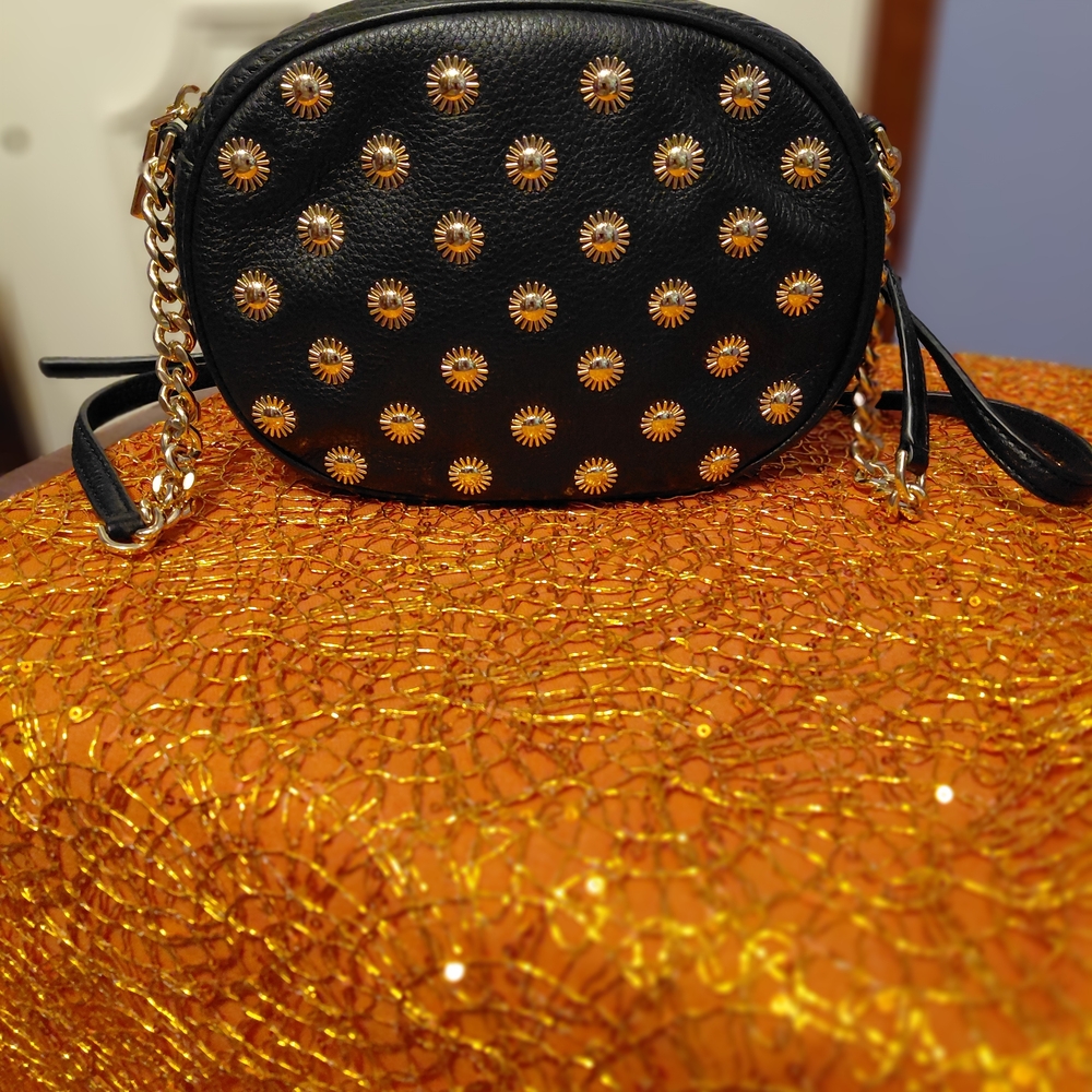 Michael Kors Black Crossbody Bag with Gold Accents